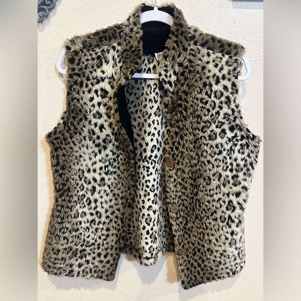 Coldwater Creek Leopard Print Faux Fur Vest - Picture 14 of 14